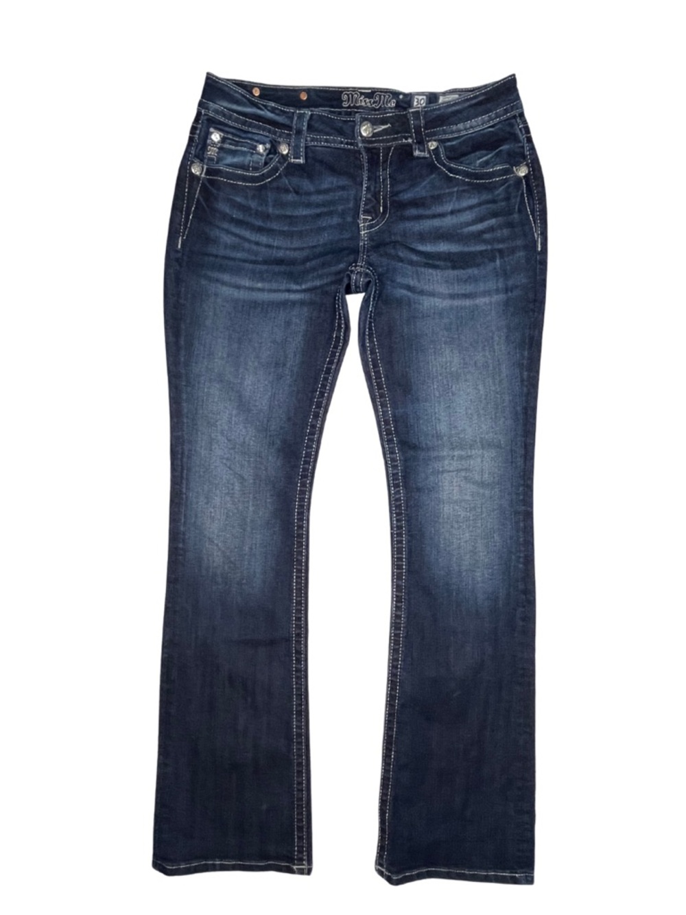 Miss Me Jeans 30x33 Dark Wash Rhinestone Cross Bootcut Y2K Western Bling